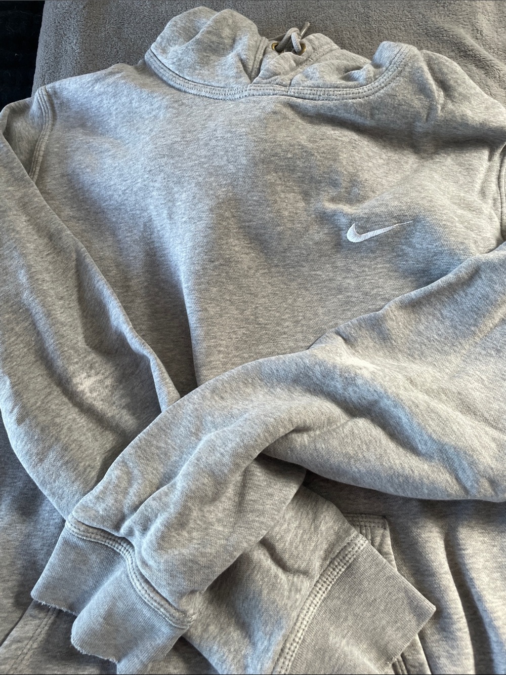 Nike Gray Crewneck Sweatshirt with Embroidered Swoosh
